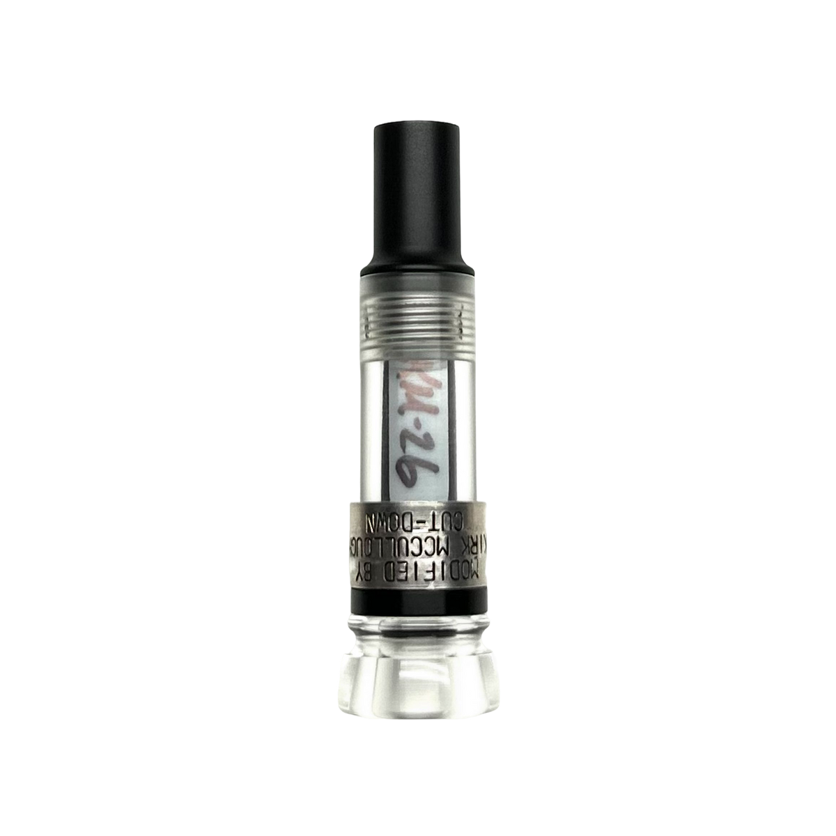Black-Label cut-down duck call in Clear acrylic with silver band