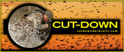 Logo with man and text 'Cut-Down' on an orange background