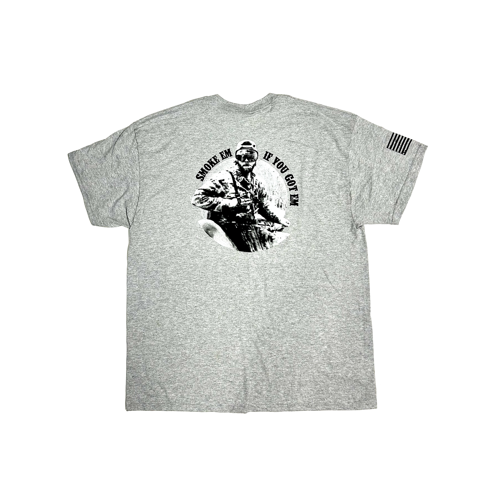 Gray Holerunner t-shirt, back, with Smoke Em if You Got Em design