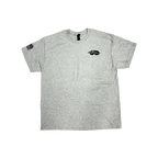 Gray Holerunner t-shirt, front, with Holerunner logo