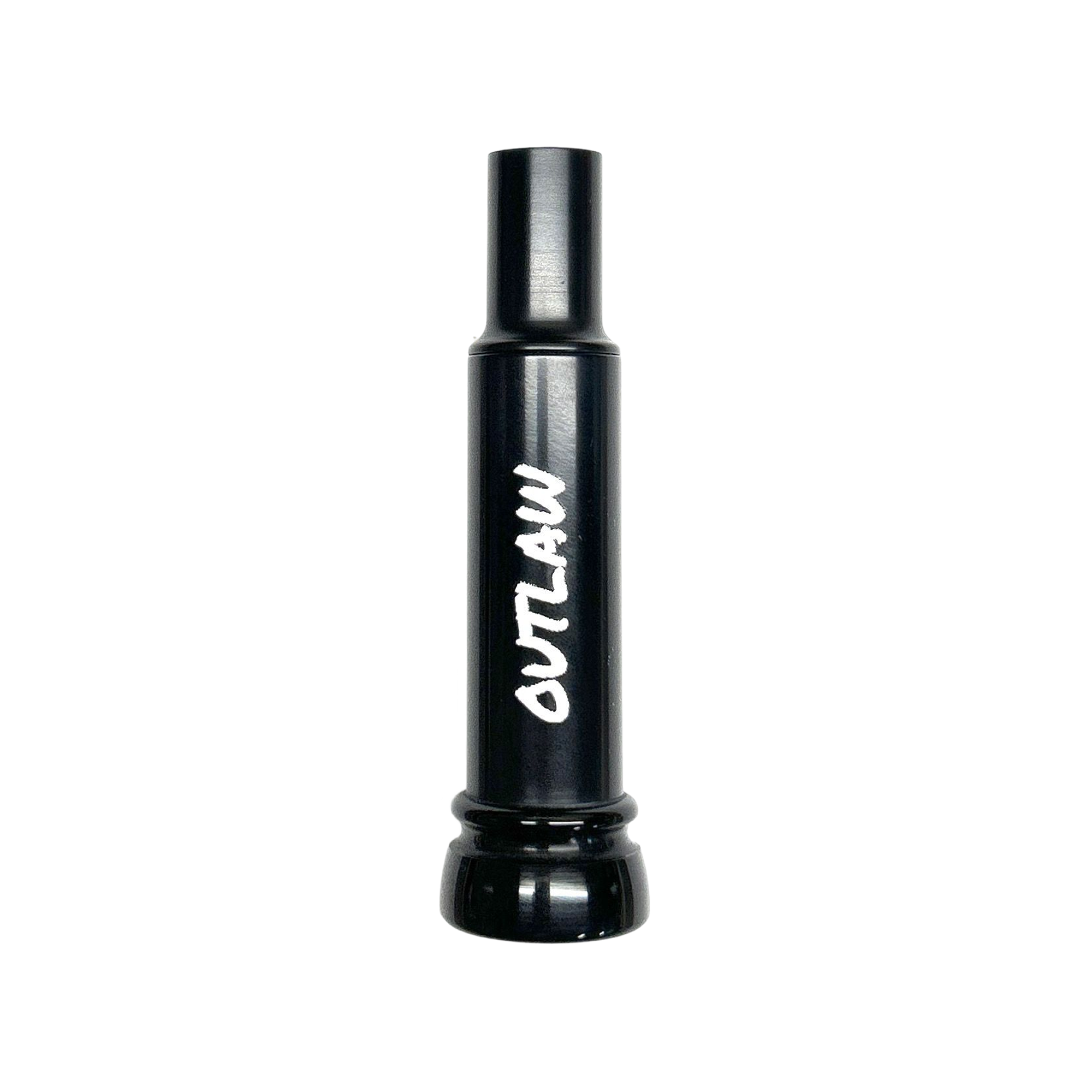 KM Outlaw engraved cut-down duck call with polished black barrel