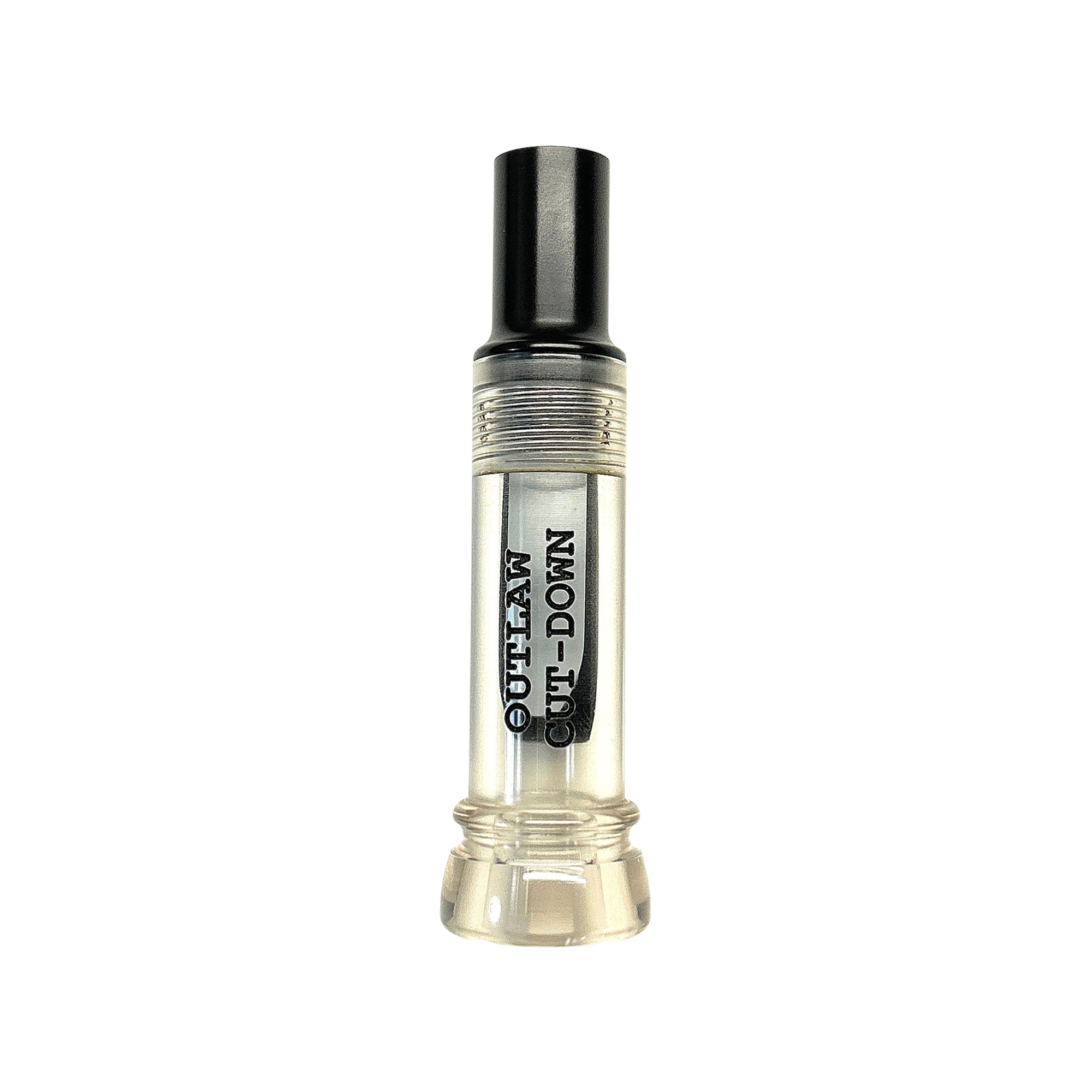 KM Outlaw engraved cut-down duck call with smoke clear barrel