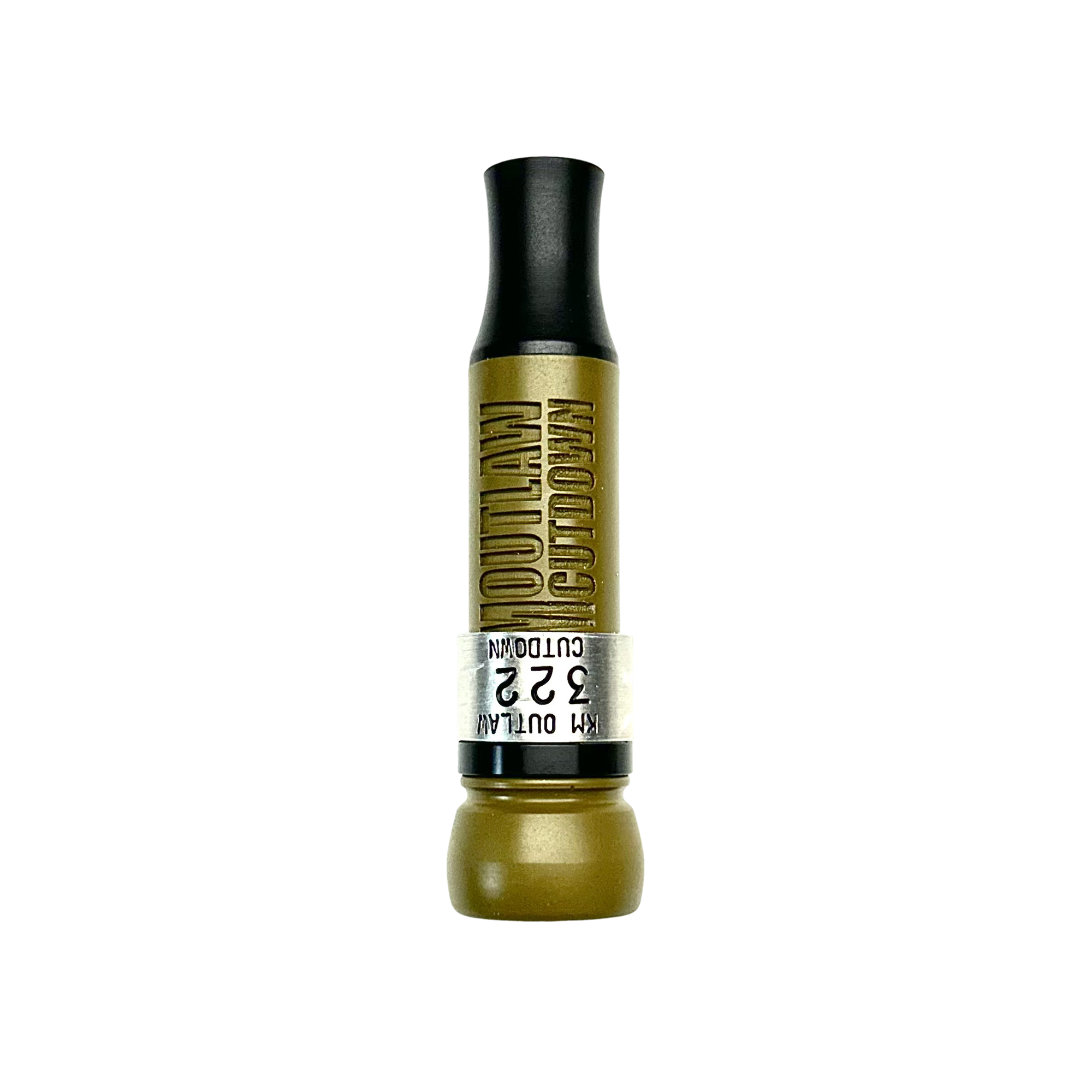 KM Outlaw Black-Label cut-down duck call in OD green with Flared Keyhole insert