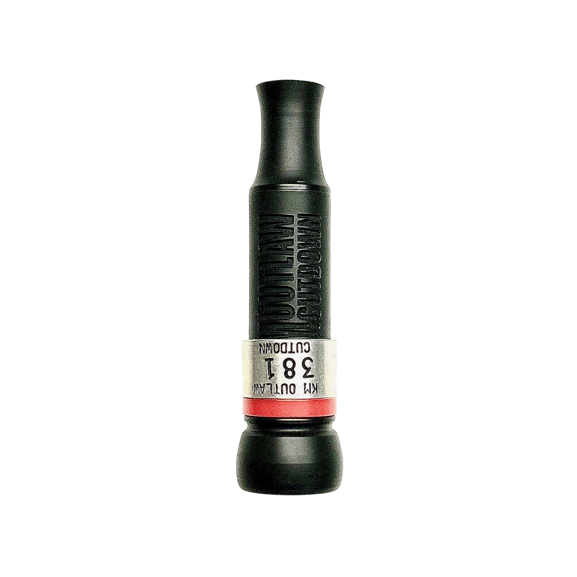 KM Outlaw Red-Label cut-down duck call with max-flared keyhole insert