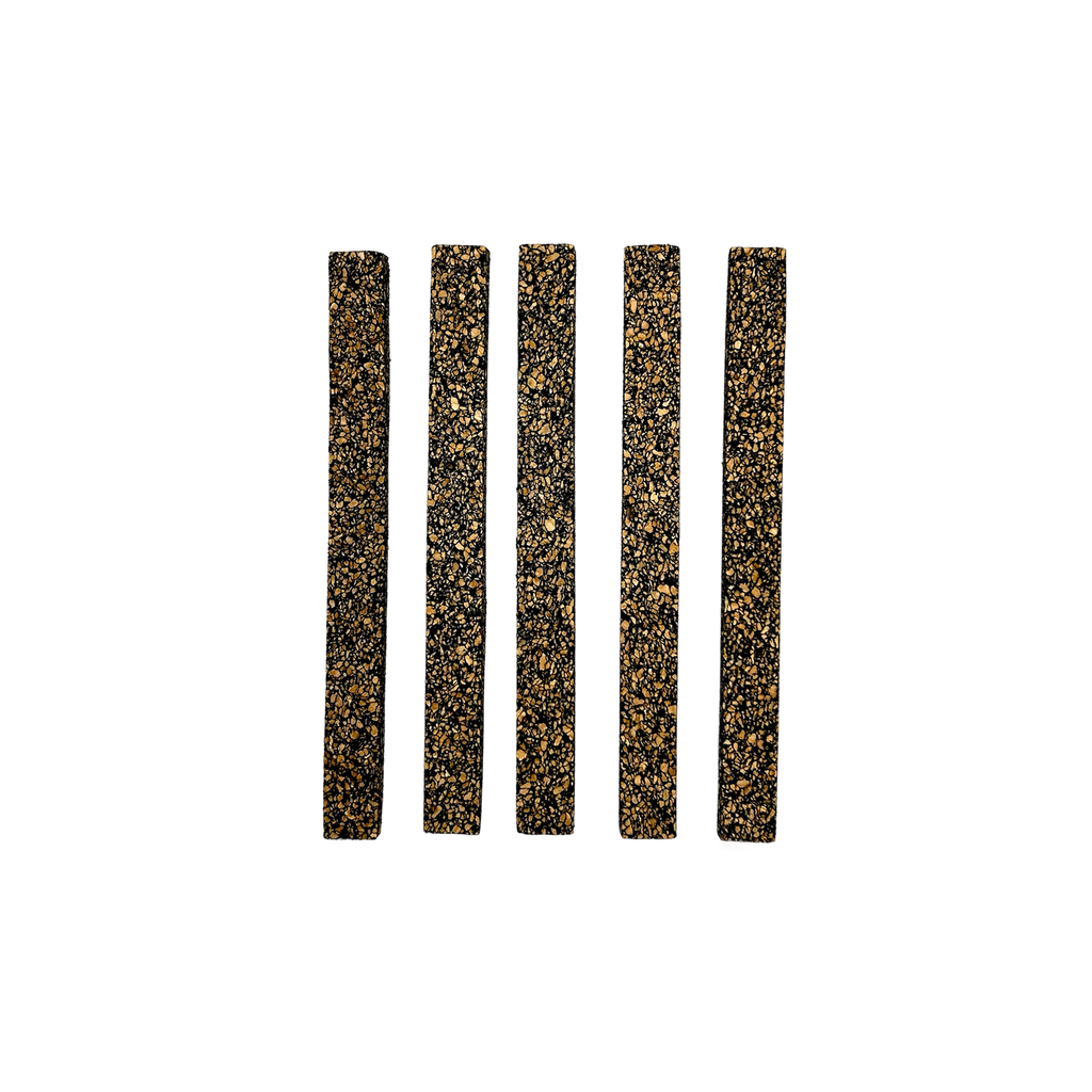 Five rubberized cork strips for tuning cut-down duck calls