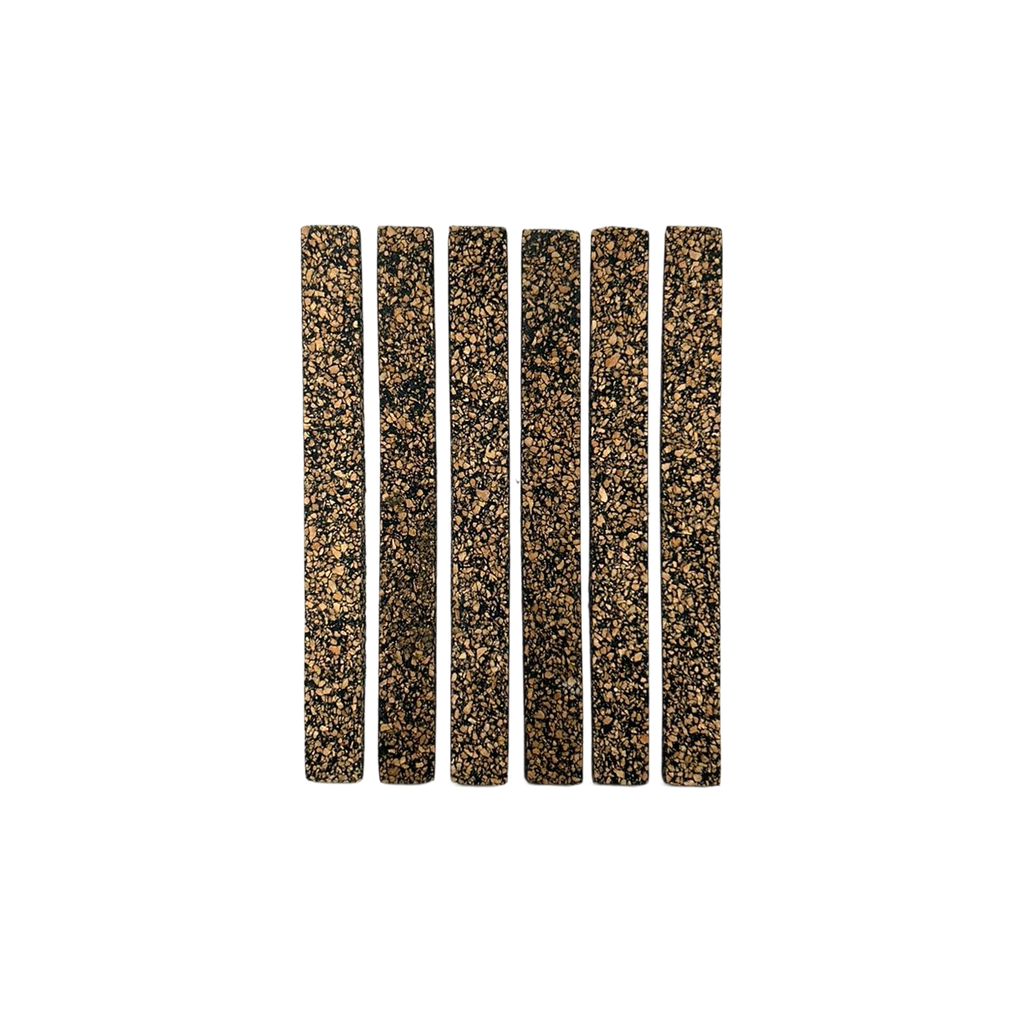 Six rubberized cork strips for tuning cut-down duck calls