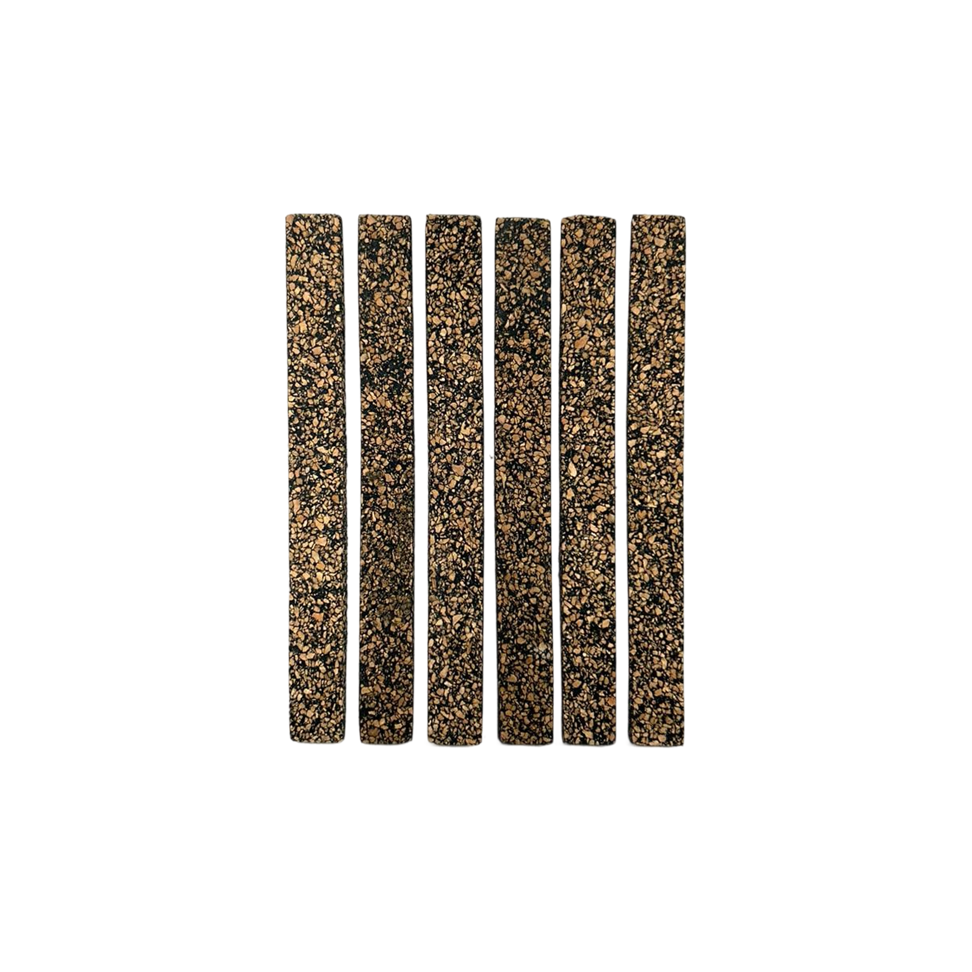 Six rubberized cork strips for tuning cut-down duck calls