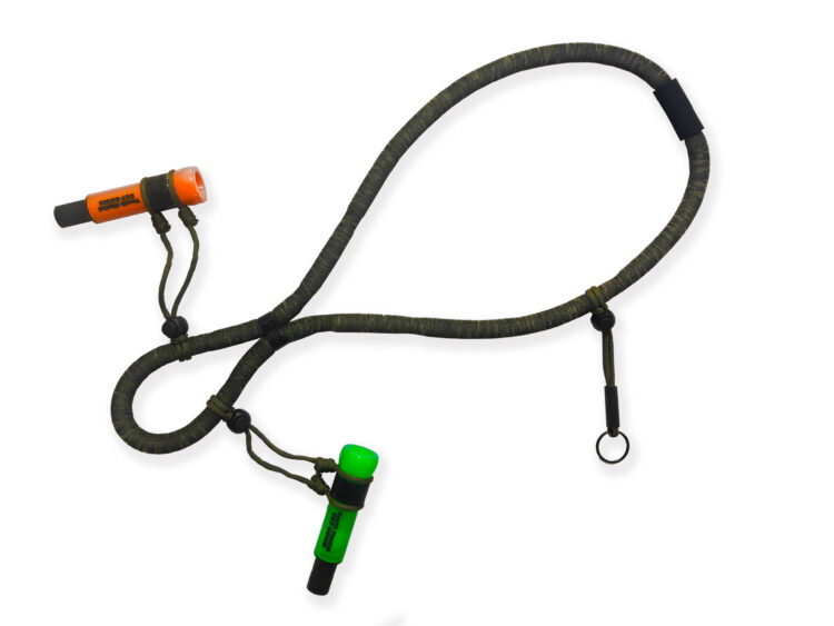 Camo Double Drop Floating Lanyard - A must-have for hunters and adventurers. It keeps your duck call afloat in water. Versatile and reliable for outdoor use. (Duck calls not included)
