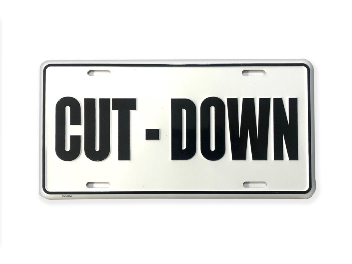 Cut-Down Duck Call Truck License Plate – White