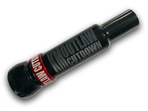 KM OUTLAW CUTDOWN Duck Call Black with Unpainted Letters and Red Band with MC-50 Duck Call insert