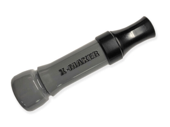 X-MAKER Cut-Down Duck Call: Modern Grey with Black Anodized Band and Threaded Cast Acrylic Flared Keyhole Insert. Responsive, excellent high and low end, loud, smooth, and user-friendly. Designed, cut, tuned, and sold by Kirk McCullough. The best and easiest duck calls.