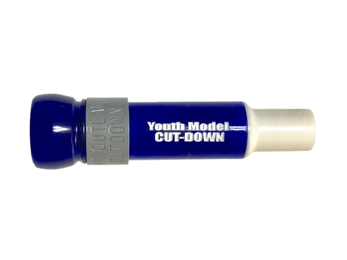KM-YM Youth Model threaded Keyhole Duck Call - Blue-White