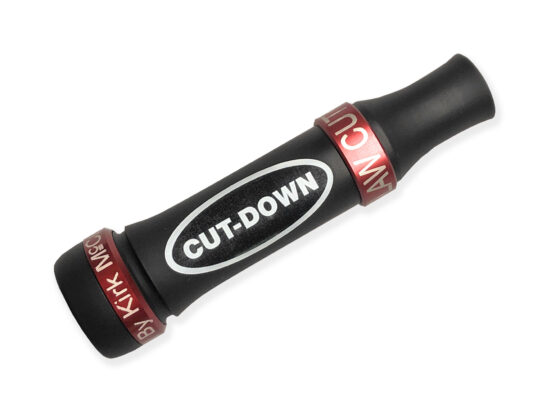 Duck Killer Cut-Down flat Black with Red Bands: Short Barrel Flared Keyhole Duck Call." This short barrel duck call is responsive, easy to blow, and impressively loud, producing an awesome quack and chatter that's perfect for duck hunting. Designed, cut, and hand-tuned by the renowned Kirk McCullough, you can trust in the precision and quality of this duck call. It's the ideal choice for hunters who want a dependable and effective call in the field. The best and easiest duck calls.