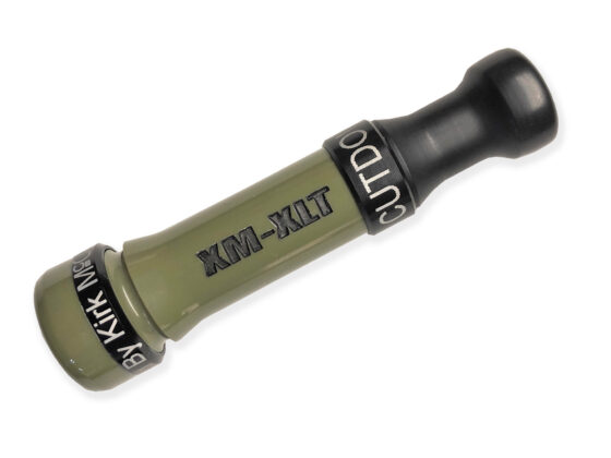 X-MAKER XLT Cut-Down Duck Call: Olive Drab OD barrel with threaded cast acrylic barrel, threaded cast acrylic flared keyhole insert, and an aluminum anodized band. Very easy to blow, responsive, excellent high and low end, loud, smooth, and user-friendly. Designed, cut, tuned, and sold by Kirk McCullough. The best and easiest duck calls.