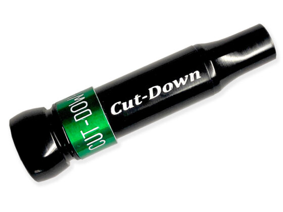 Black New Basic Cut-Down Duck Calls with green band: Ideal for beginners and seasoned hunters. Easy to blow, versatile for all ages. 10 Mil reed for responsive, realistic sound with minimal effort. Threaded keyhole insert for added functionality. A great starter duck call crafted by Kirk McCullough. The best and easiest duck calls.
