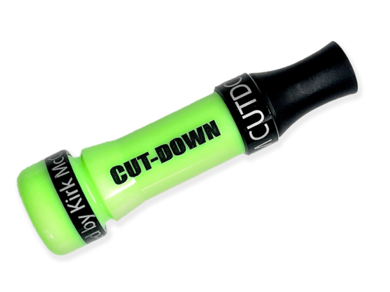 Elevate your hunting game with our Fluorescent Green barrel matt black insert with black bands XLT Short Barrel Threaded Keyhole Duck Calls – the Cadillac of CUT-DOWN's. Designed for ease, responsive, and incredibly realistic mallard sounds. Crafted with pride in the USA by Kirk McCullough.