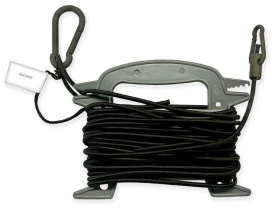 25-foot 3/16 Marine Grade Shock Bungee Kit with Rope Socket, Anchor Clip, and Rope Winder. Olive Drab OD Rope Socket and Anchor Clip