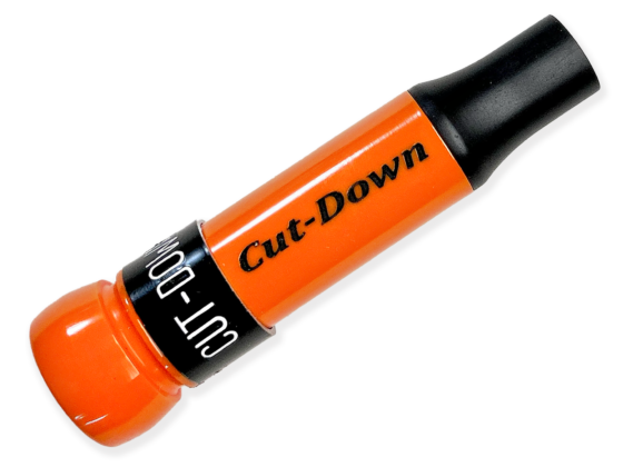 Orange New Basic Cut-Down Duck Calls with green band: Ideal for beginners and seasoned hunters. Easy to blow, versatile for all ages. 10 Mil reed for responsive, realistic sound with minimal effort. Threaded keyhole insert for added functionality. A great starter duck call crafted by Kirk McCullough. The best and easiest duck calls.