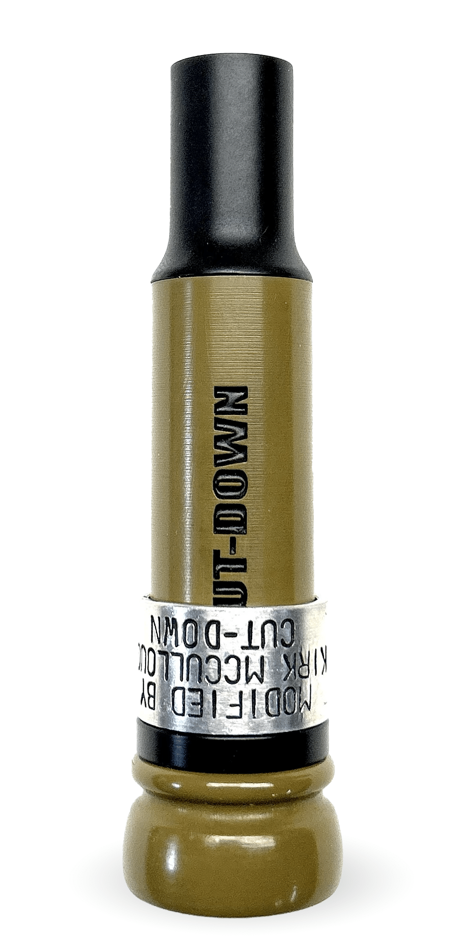 Introducing the Black Label Cut-Down Duck Call — Olive Drab Keyhole Superior Craftsmanship and Performance Elevate your waterfowl hunting with the Black Label Cut-Down Duck Call, meticulously designed and hand-crafted by the renowned Kirk McCullough. This premium duck call is built for optimal performance and reliability in the field, ensuring every call counts. Key Features: Threaded Keyhole Insert: Ensures consistent and reliable performance, enhancing your success rate in the field. Medium Cut for Deep Mallard Tone: Produces authentic, deep mallard sounds that resonate effectively through marshes and wetlands, attracting ducks from afar. RIM-CUT Design: Enhances sound quality, delivering smooth and crisp tones that excel in both high and low ranges with a flat quack. Built to Hunt: Loud and user-friendly, this call is perfect for hunters of all experience levels, providing ease of use and powerful sound projection. Crafted by Experts: Each call is meticulously designed, hand-cut, and tuned by Kirk McCullough, ensuring top-tier craftsmanship and attention to detail. Why Choose the Black Label Cut-Down Duck Call? High-Pressure Hunting Excellence: Ideal for hunting high-pressured, public ground ducks in Arkansas and Louisiana. Its piercing sound cuts through the noise of wetlands, attracting ducks from great distances. Made in the USA: Proudly crafted on the great Mississippi flyway in Arkansas, ensuring durability and superior quality. Comprehensive Accessories: Includes four 14-mil hand-punched Mylar reeds and one rubberized cork strip for additional insert wedges, ensuring you're always prepared in the field. Exceptional Sound Quality and User Friendliness Realistic Sound: Produces lifelike mallard hen sounds with minimal effort, ensuring effective communication with ducks. Loud, Piercing Sound: Designed to cut through the noise of the wetlands, attracting ducks from great distances. User Friendly: Built to hunt, this call offers an intuitive design that is easy to use, making it suitable for both novice and experienced hunters. Summary The Black Label Cut-Down Duck Call is the ultimate tool for dedicated waterfowl hunters. Combining precision craftsmanship, exceptional sound quality, and robust durability, this call ensures outstanding performance in any hunting scenario. Handcrafted by Kirk McCullough and made in the USA, it represents the pinnacle of duck call design. Whether you're tackling high-pressure environments or aiming for the perfect call in the wetlands, the Black Label Cut-Down Duck Call is your go-to choice for a successful hunt.