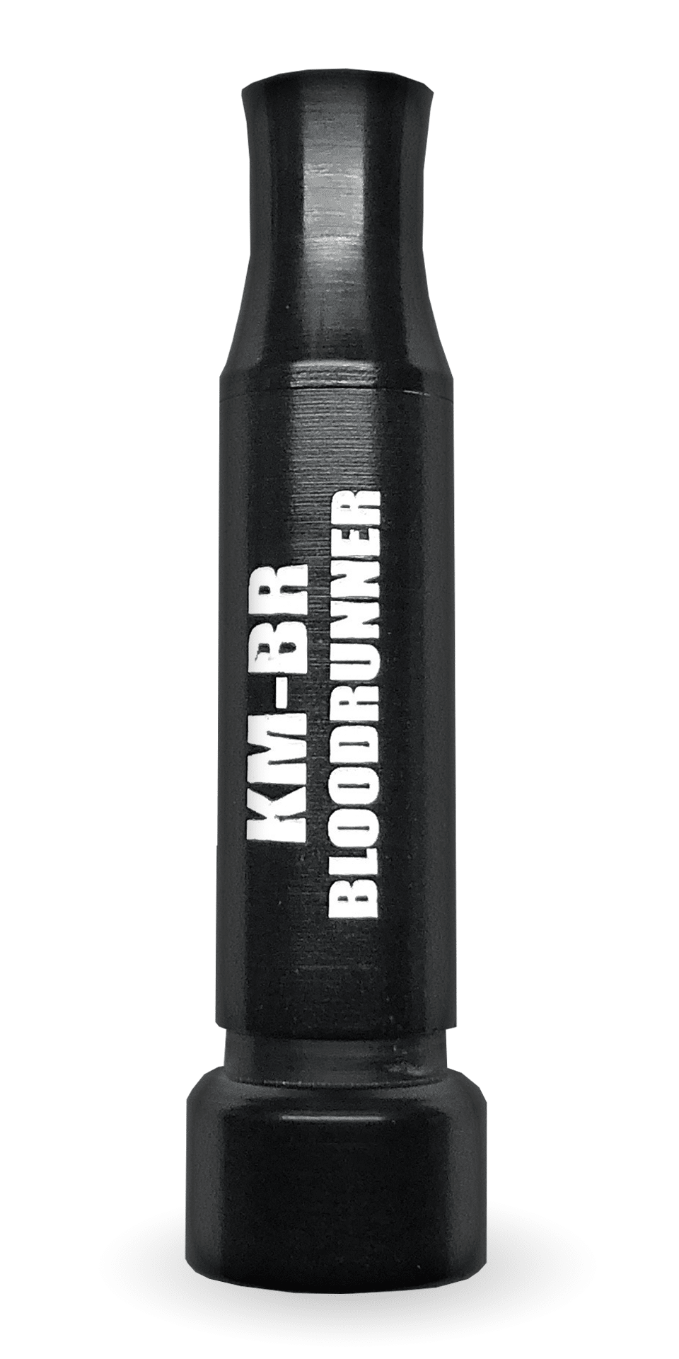 KM-BR Bloodrunner Cut-Down Duck Call Black with White Lettering mallard duck call by Kirk McCullough
