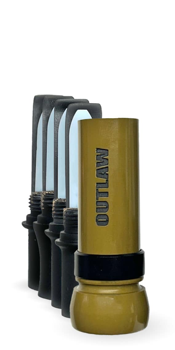 KM Outlaw Cutdown Duck Call with all 4 Interchangeable Cast Mold Inserts