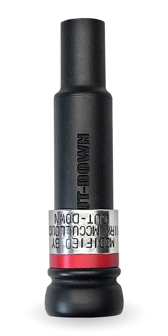 Red-Label Cut-Down Threaded Keyhole Duck call in Flat Black with Silver Band