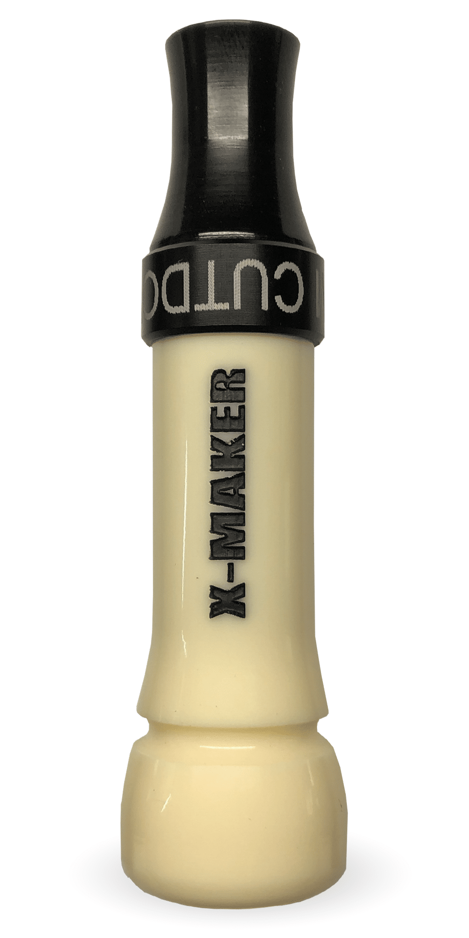 X-MAKER Cut-Down Duck Call Ivory with Gloss Black Insert and Etched Black Band Mallard Cutdown Duck Call