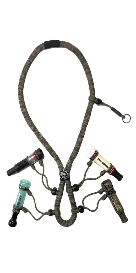 2 Drop or 4 Drop Camo Floating Lanyard in with dog whistle split ring
